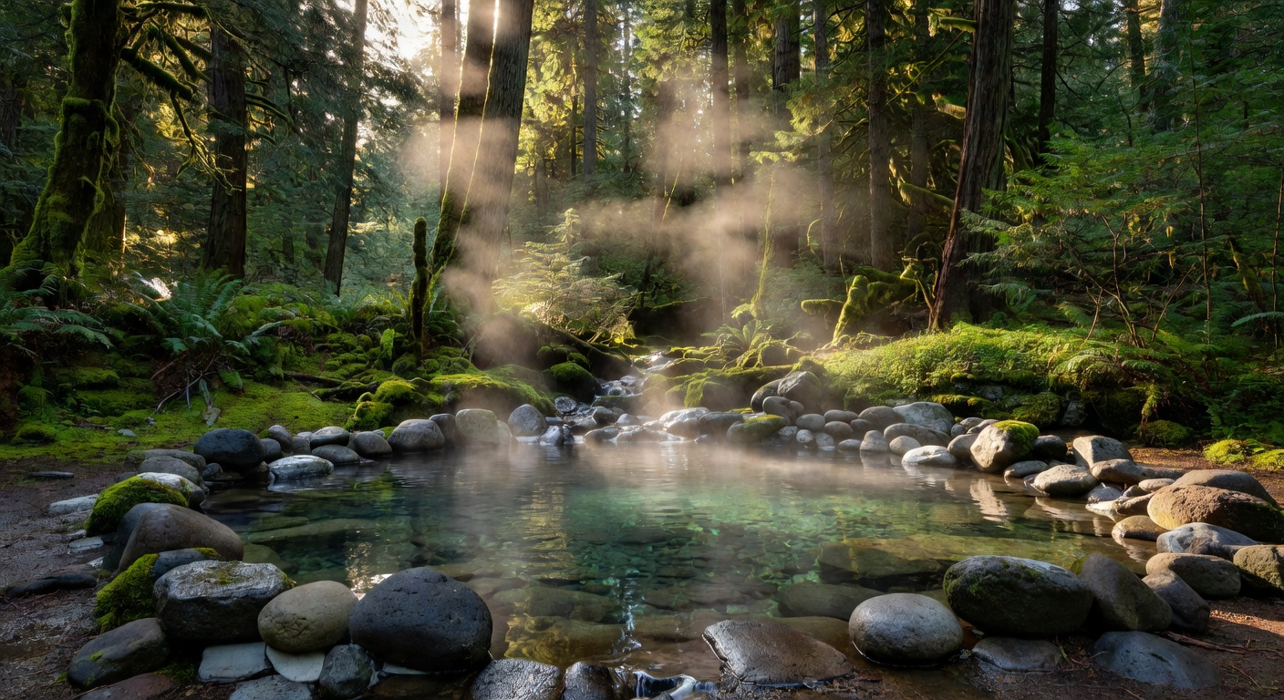 Onsen hot spring in nature